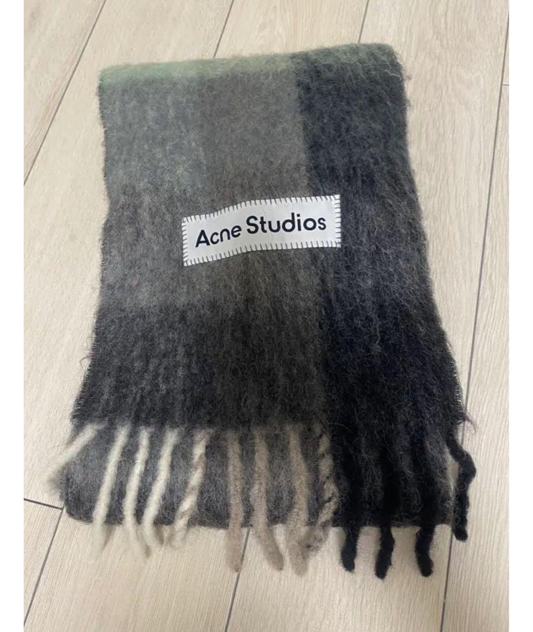 ACNE STUDIOS Антрацитовый шерстяной шарф, фото 5