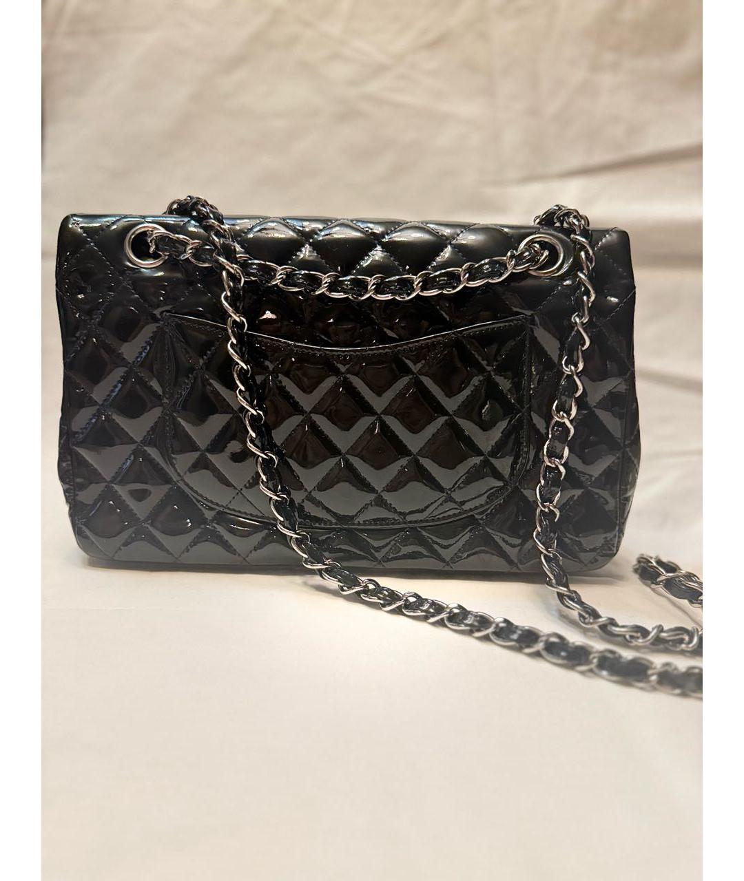 CHANEL Темно-синяя сумка через плечо из лакированной кожи, фото 3
