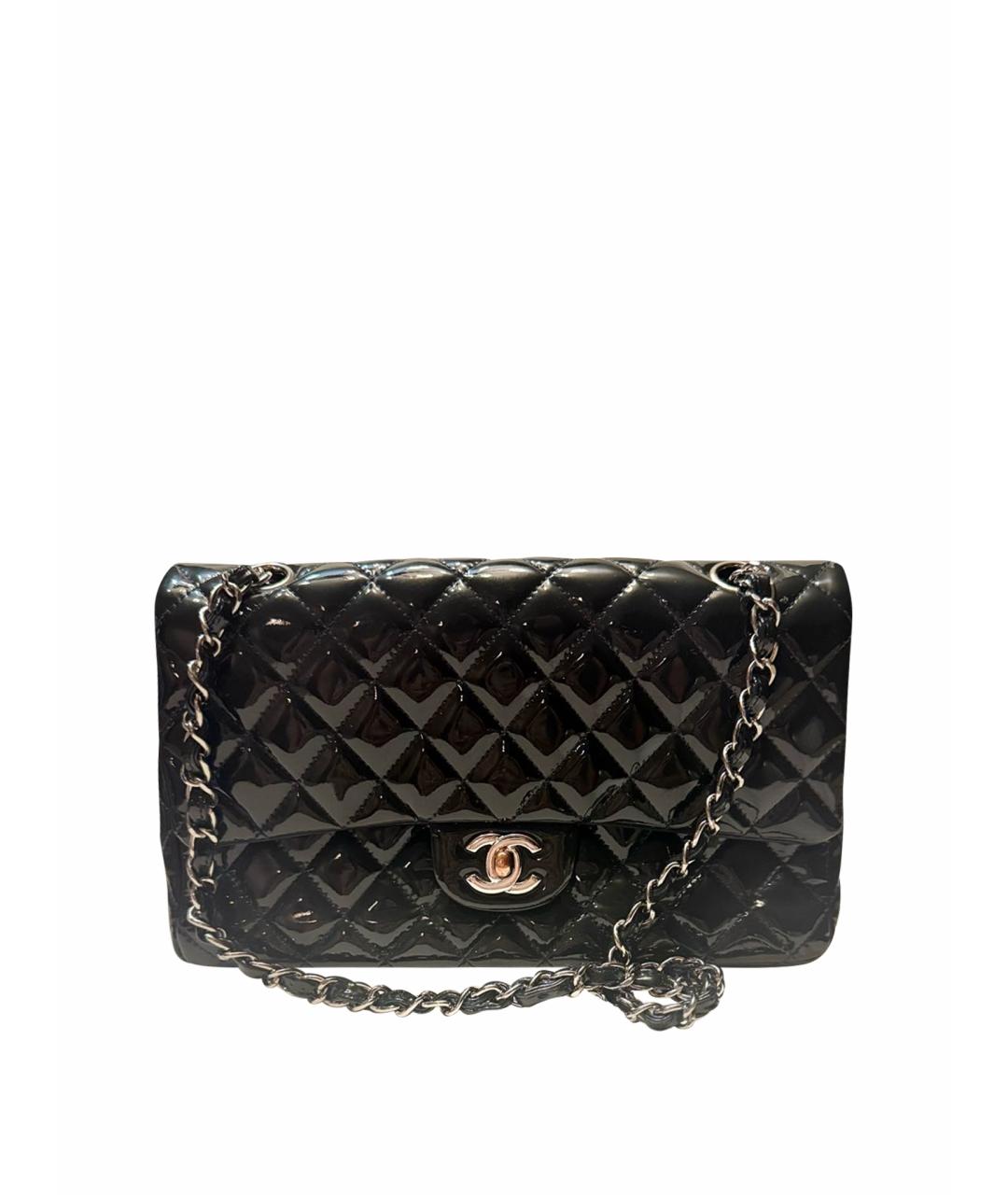 CHANEL Темно-синяя сумка через плечо из лакированной кожи, фото 1