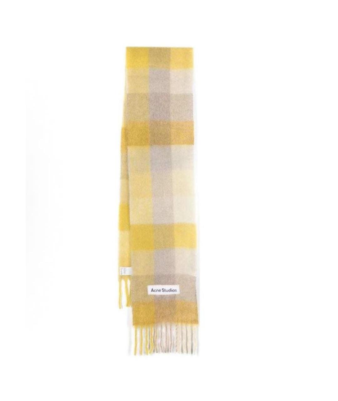 ACNE STUDIOS Желтый шерстяной шарф, фото 2