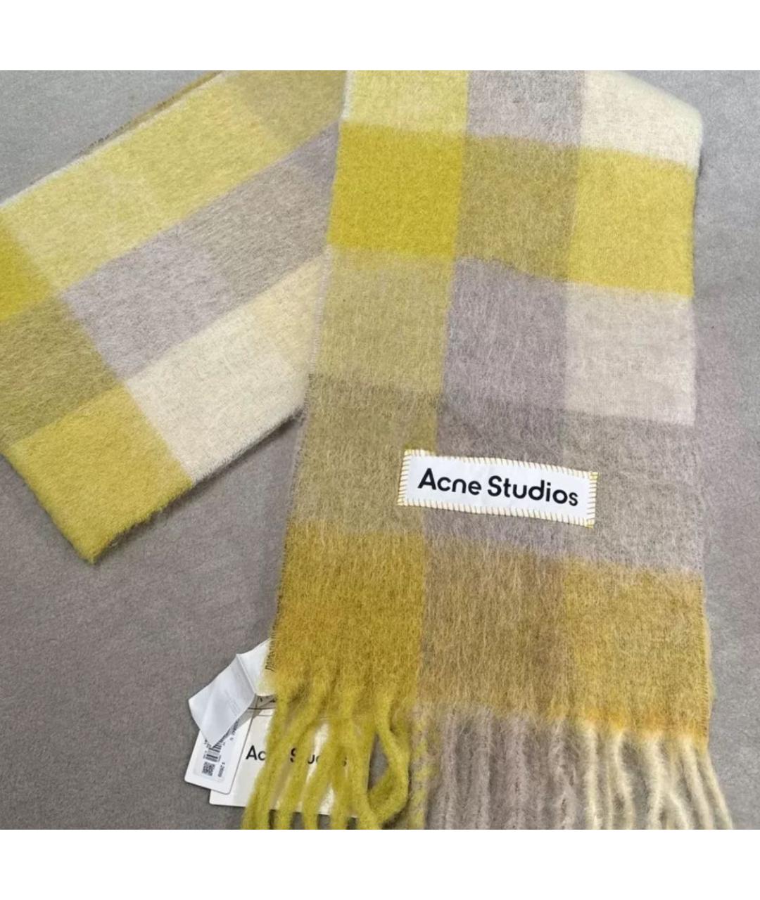 ACNE STUDIOS Желтый шерстяной шарф, фото 5