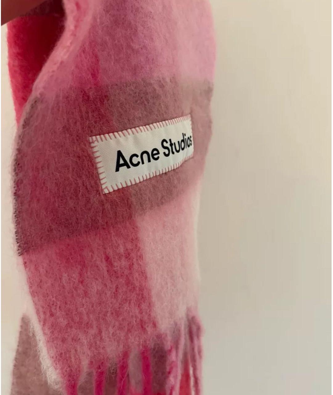 ACNE STUDIOS Розовый шерстяной шарф, фото 3