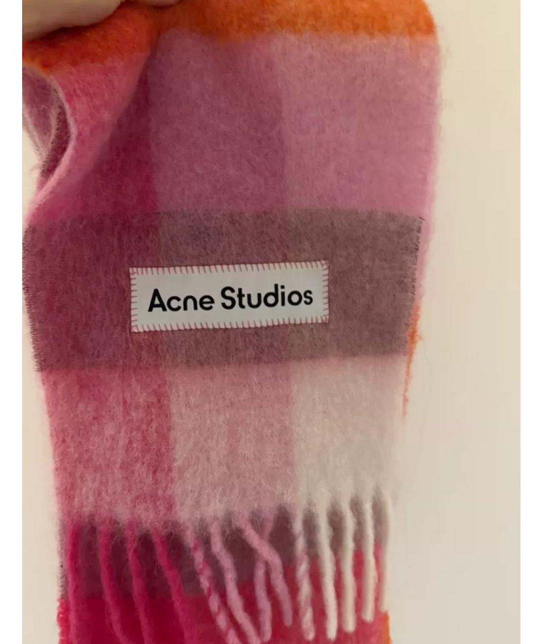 ACNE STUDIOS Розовый шерстяной шарф, фото 4