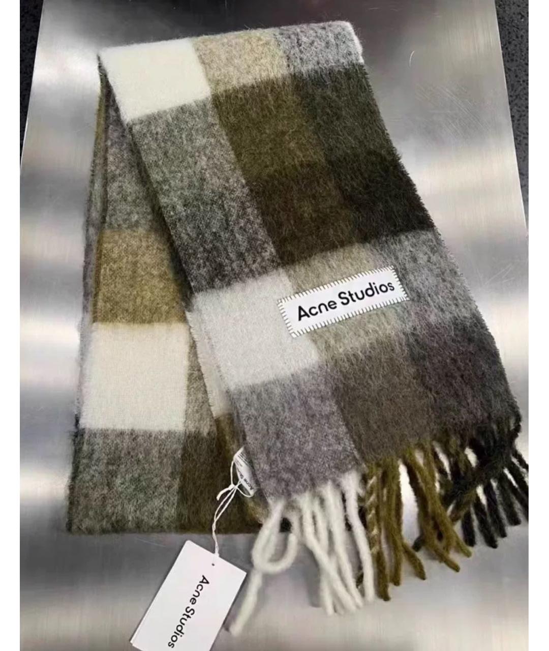 ACNE STUDIOS Коричневый шерстяной шарф, фото 5