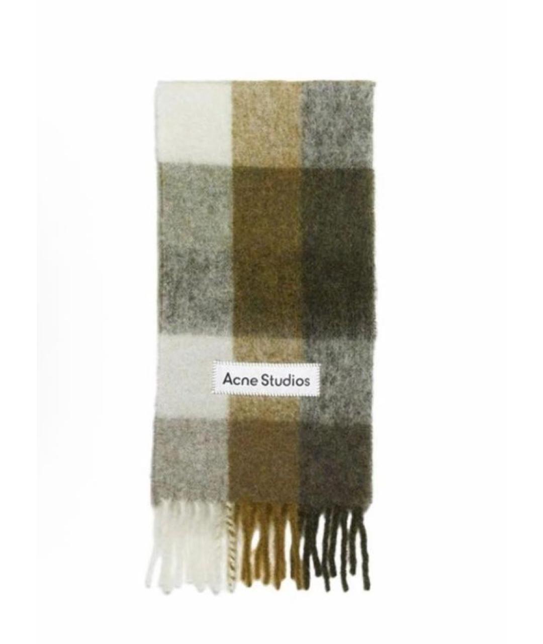 ACNE STUDIOS Коричневый шерстяной шарф, фото 2