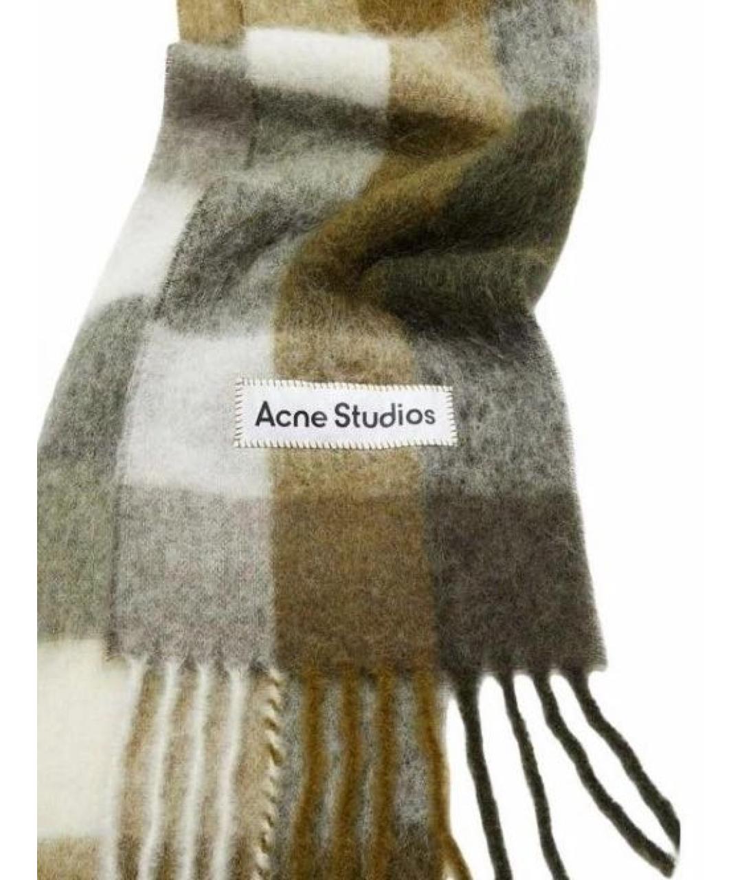 ACNE STUDIOS Коричневый шерстяной шарф, фото 3