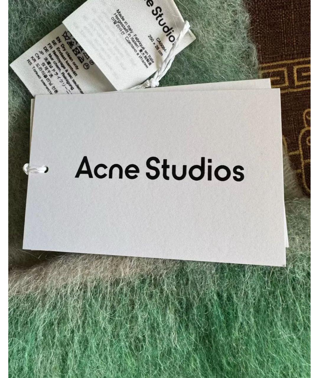 ACNE STUDIOS Салатовый шерстяной шарф, фото 4