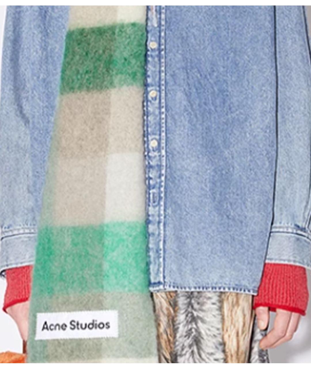 ACNE STUDIOS Салатовый шерстяной шарф, фото 2