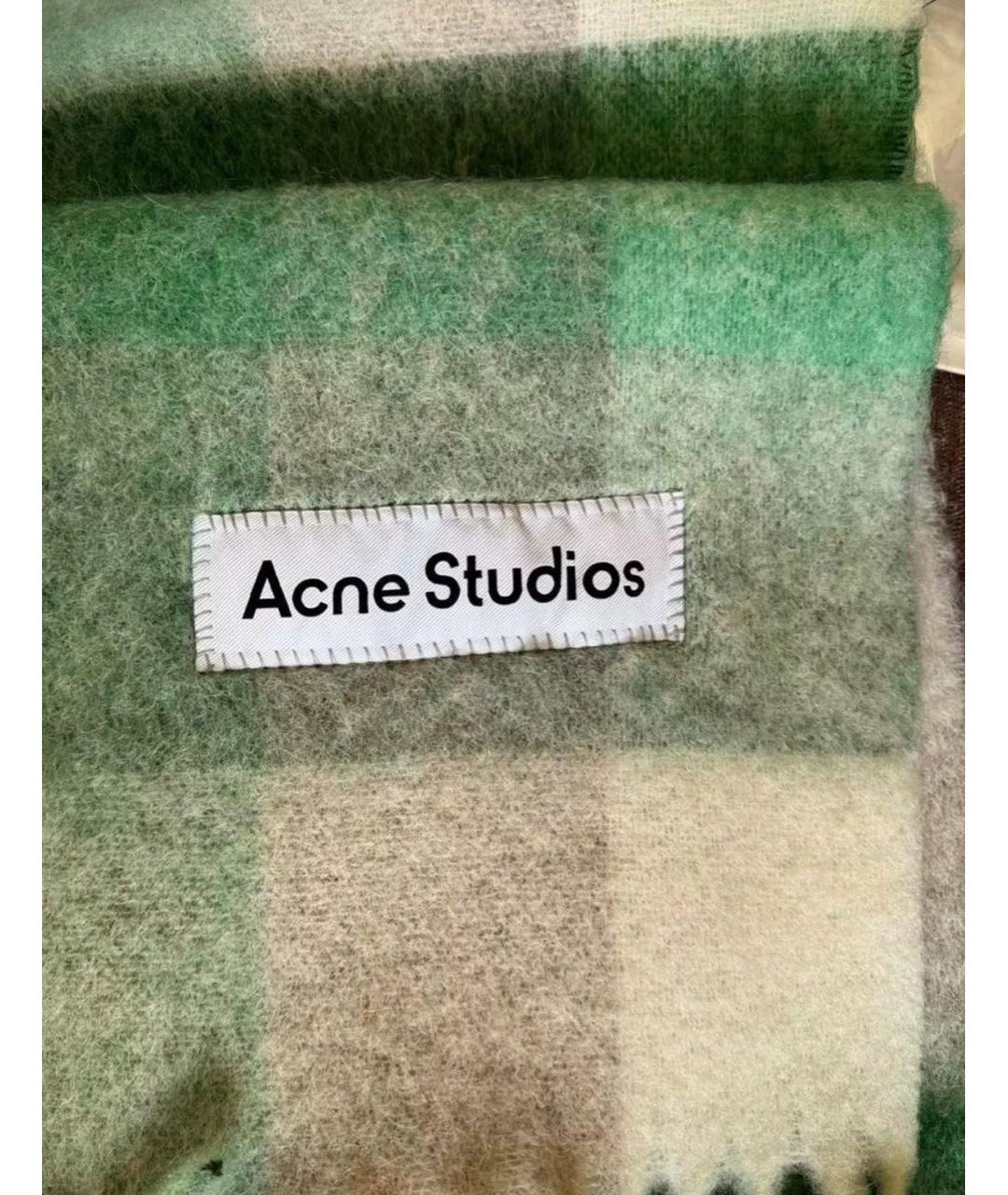 ACNE STUDIOS Салатовый шерстяной шарф, фото 3