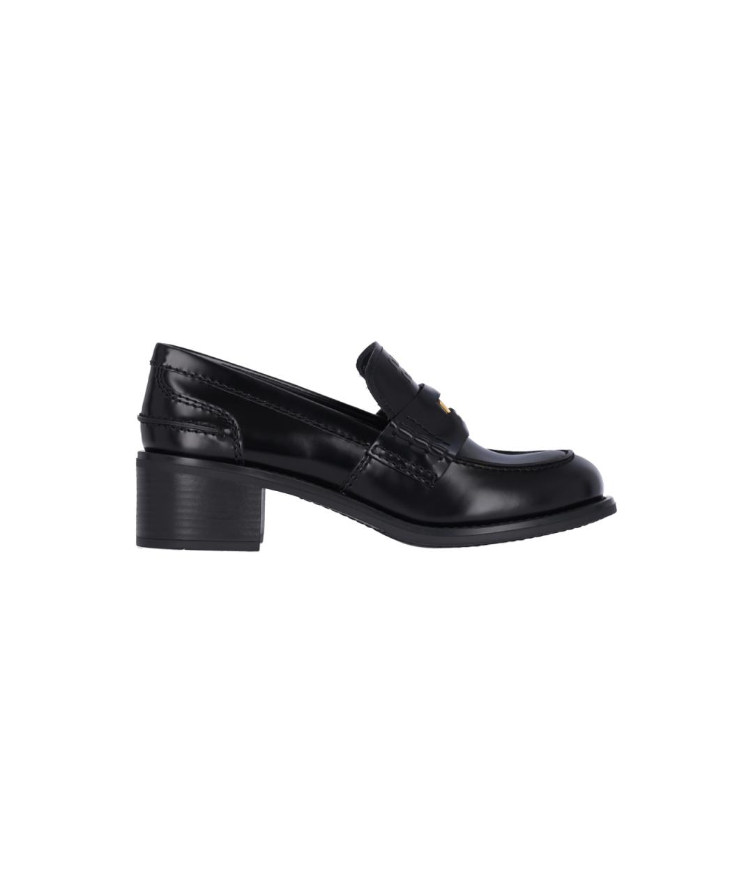 MIU MIU Черные кожаные лоферы, фото 1
