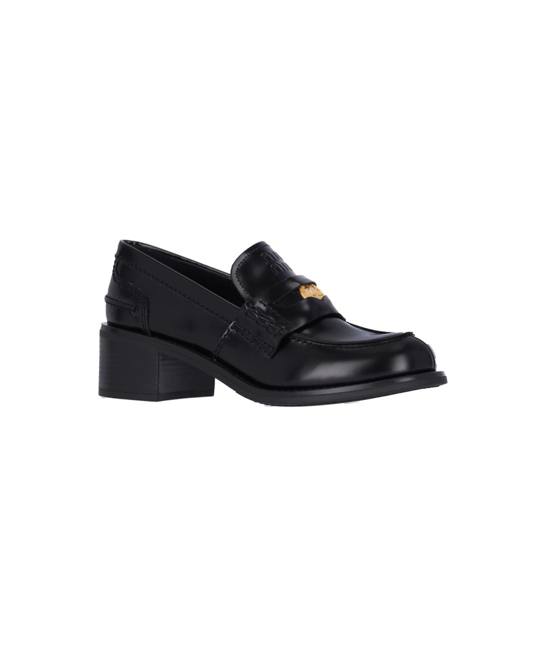 MIU MIU Черные кожаные лоферы, фото 2