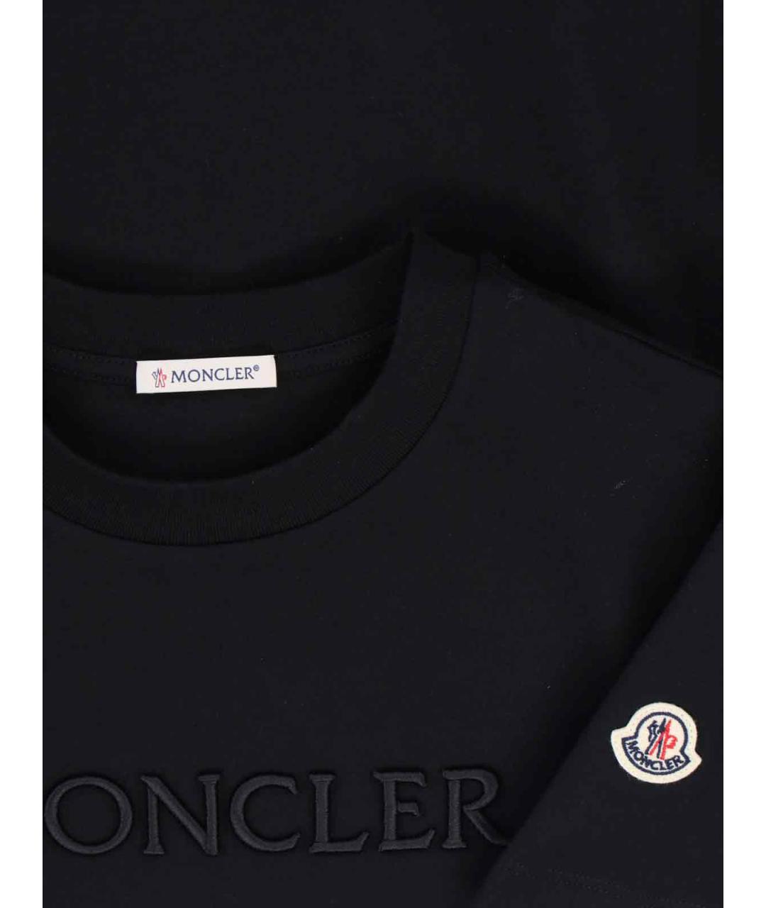 MONCLER Черная хлопковая футболка, фото 3