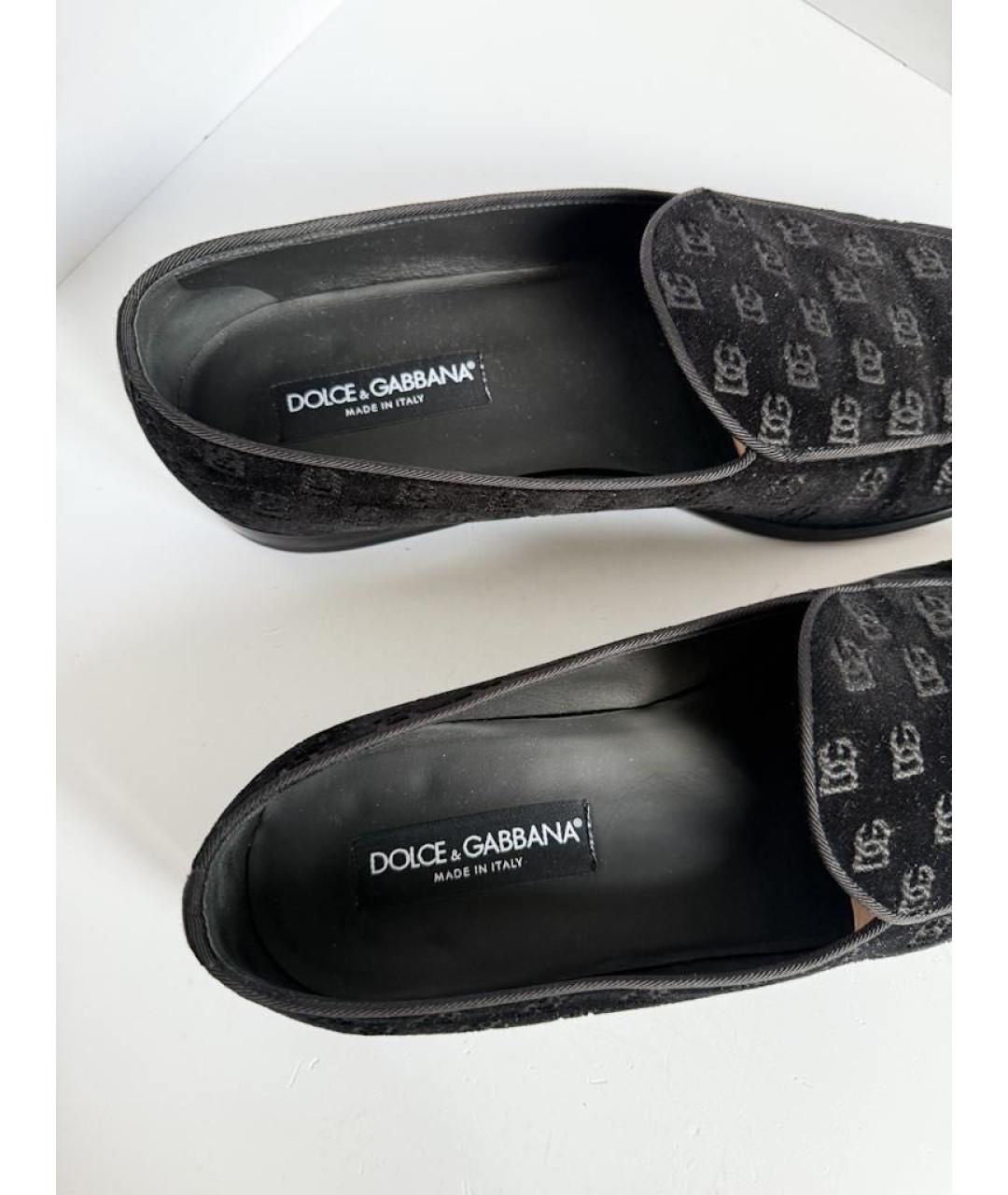 DOLCE&GABBANA Черные бархатные лоферы, фото 7