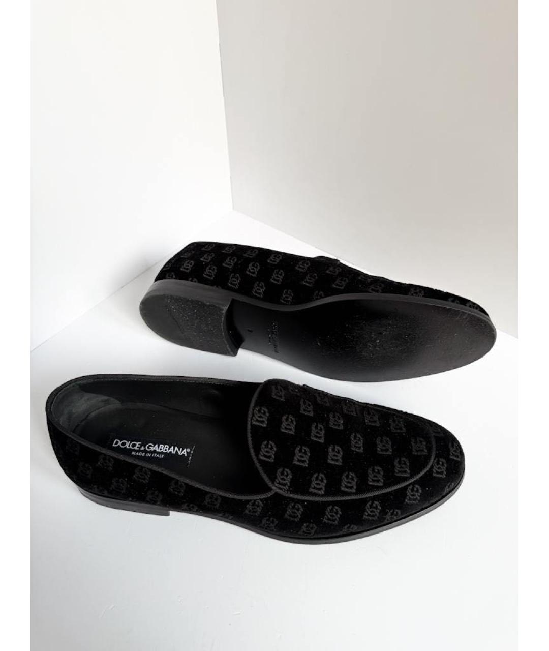 DOLCE&GABBANA Черные бархатные лоферы, фото 5