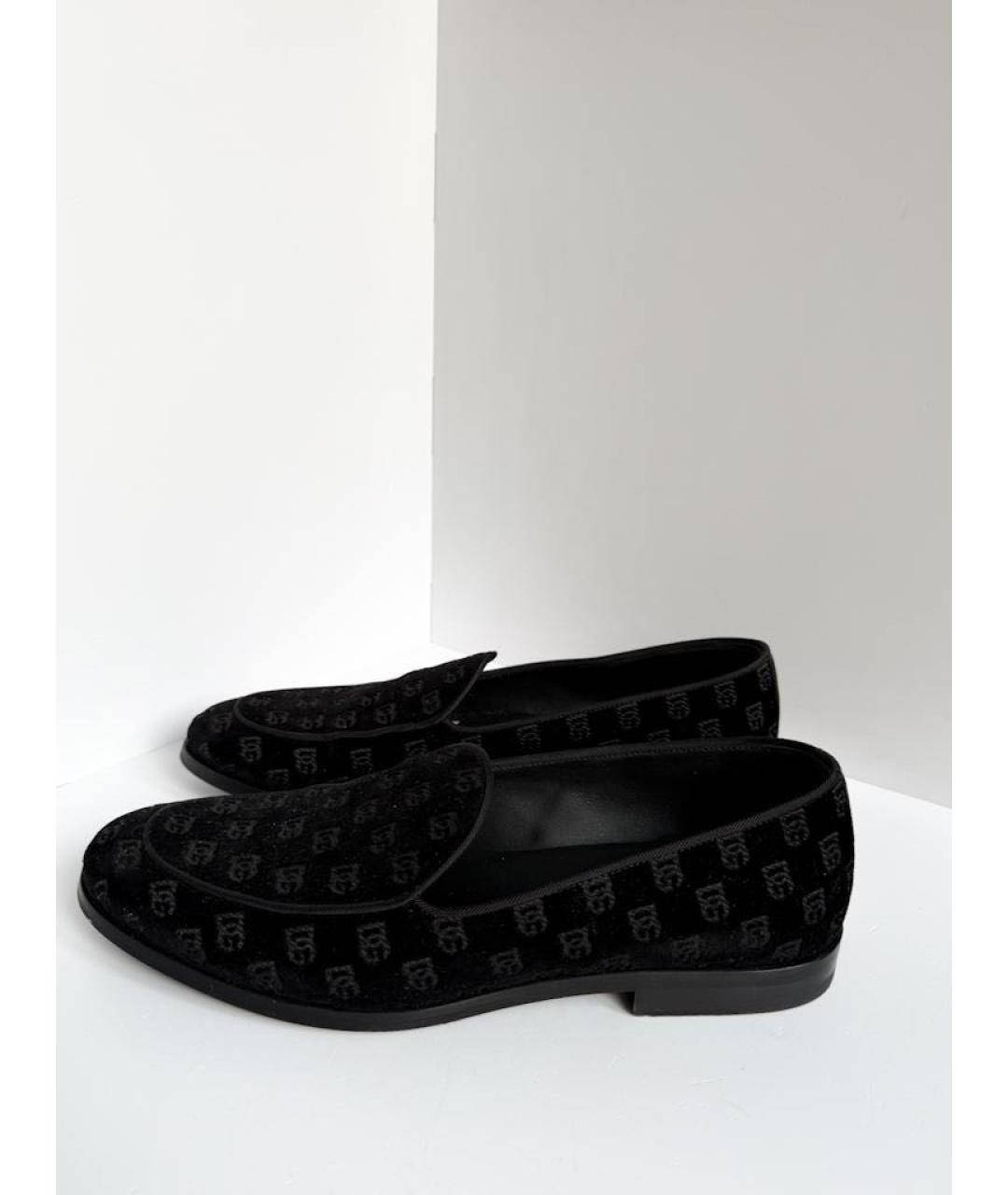 DOLCE&GABBANA Черные бархатные лоферы, фото 9