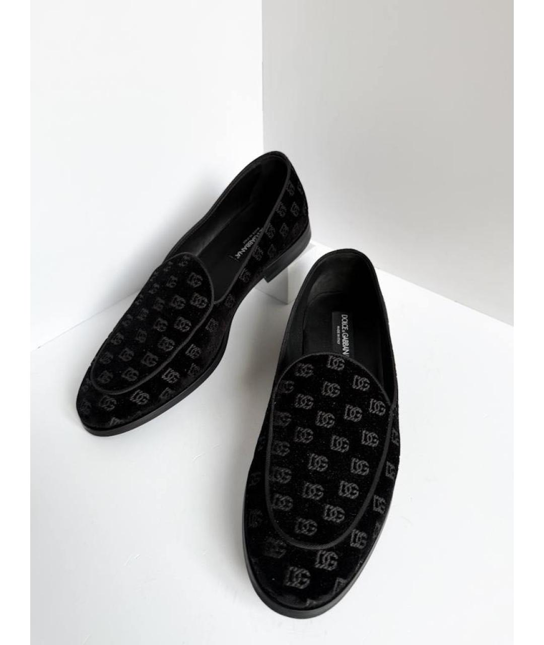 DOLCE&GABBANA Черные бархатные лоферы, фото 6
