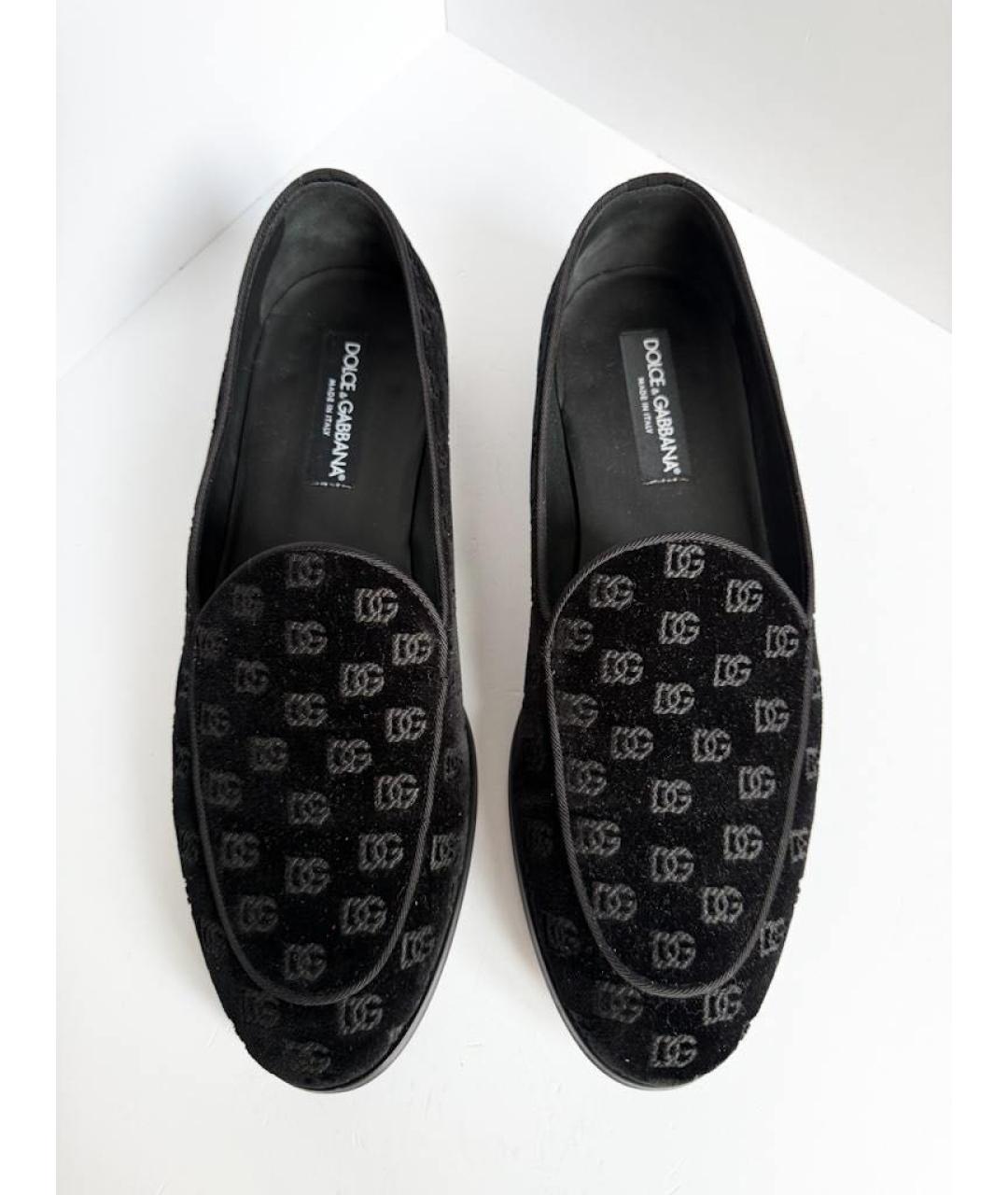 DOLCE&GABBANA Черные бархатные лоферы, фото 2