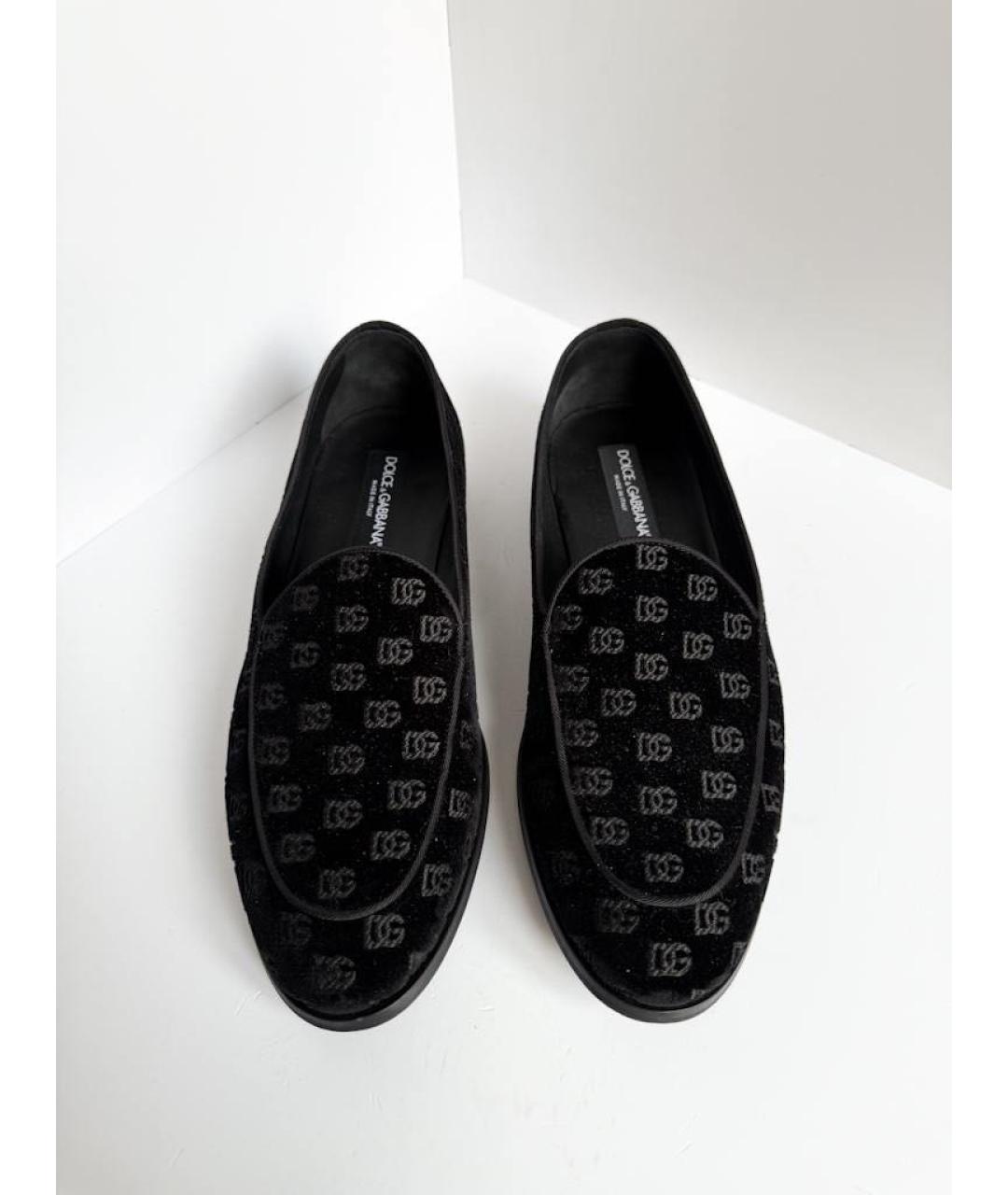 DOLCE&GABBANA Черные бархатные лоферы, фото 3