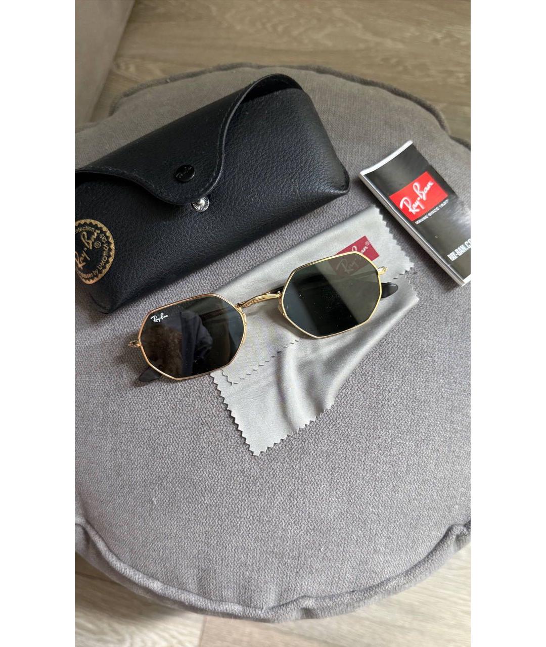 RAY BAN Коричневые металлические солнцезащитные очки, фото 9