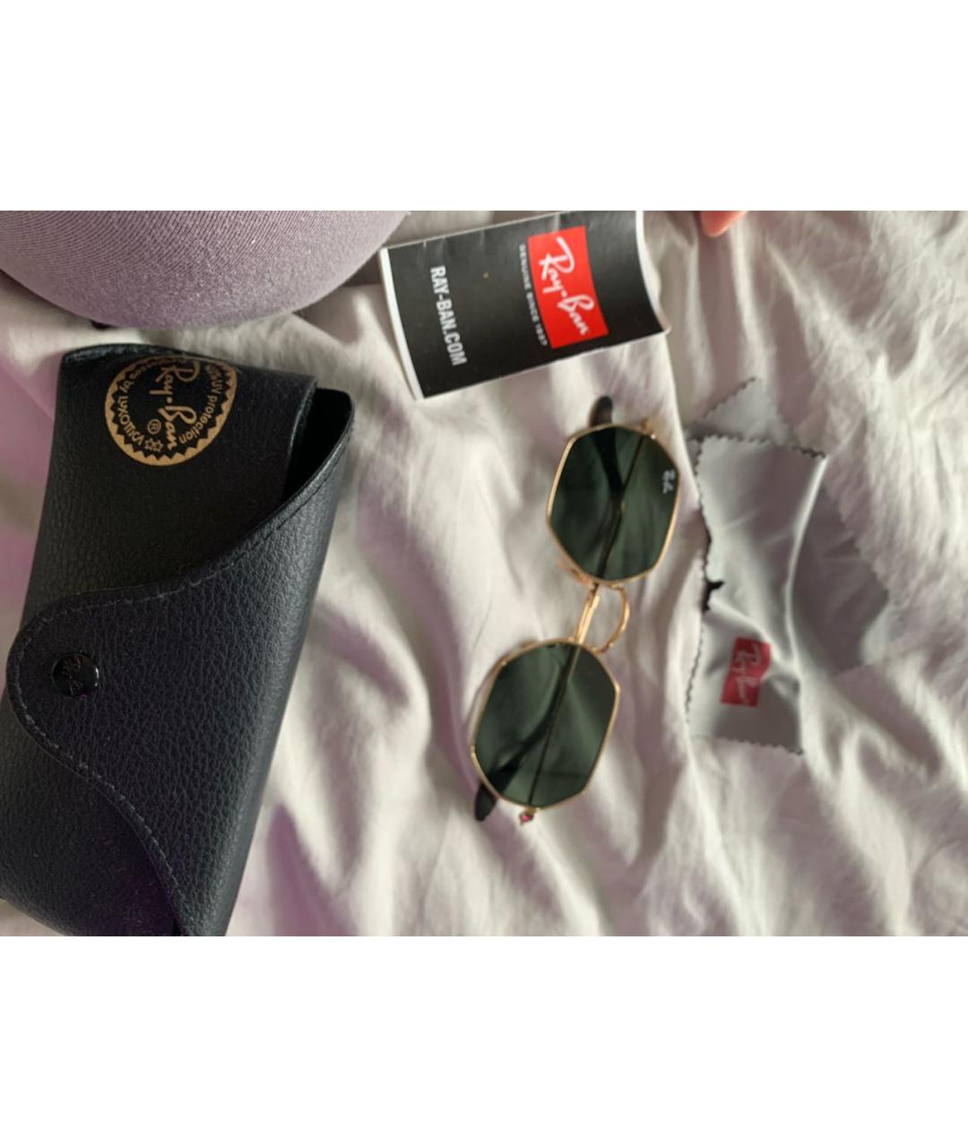 RAY BAN Коричневые металлические солнцезащитные очки, фото 4