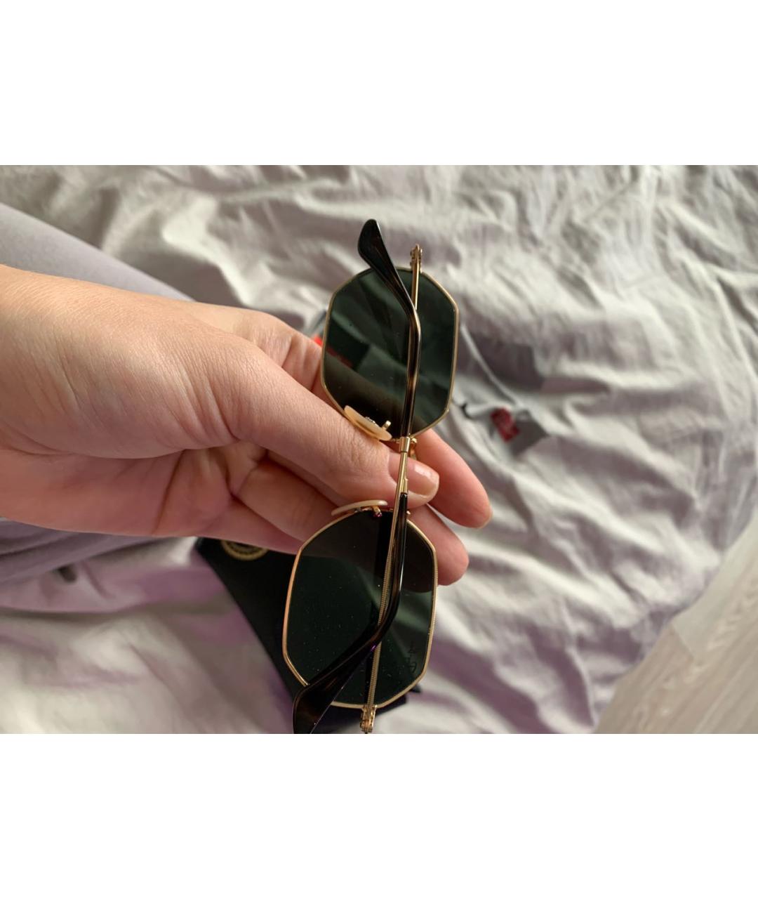 RAY BAN Коричневые металлические солнцезащитные очки, фото 5
