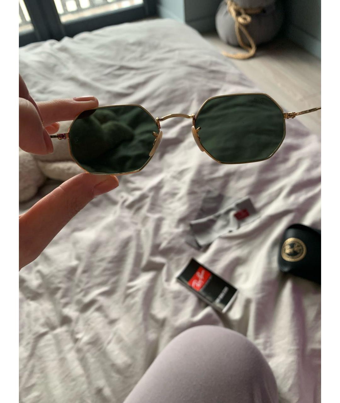 RAY BAN Коричневые металлические солнцезащитные очки, фото 8