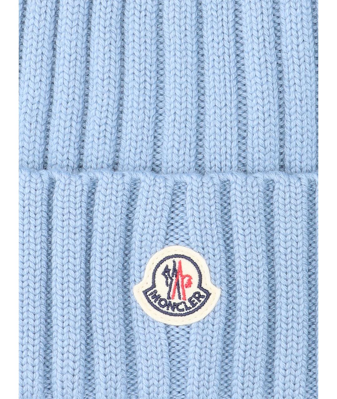 MONCLER Голубая шерстяная шапка, фото 3