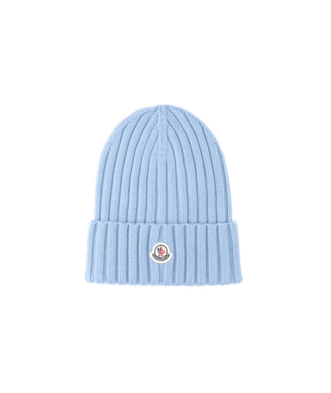MONCLER Голубая шерстяная шапка, фото 1