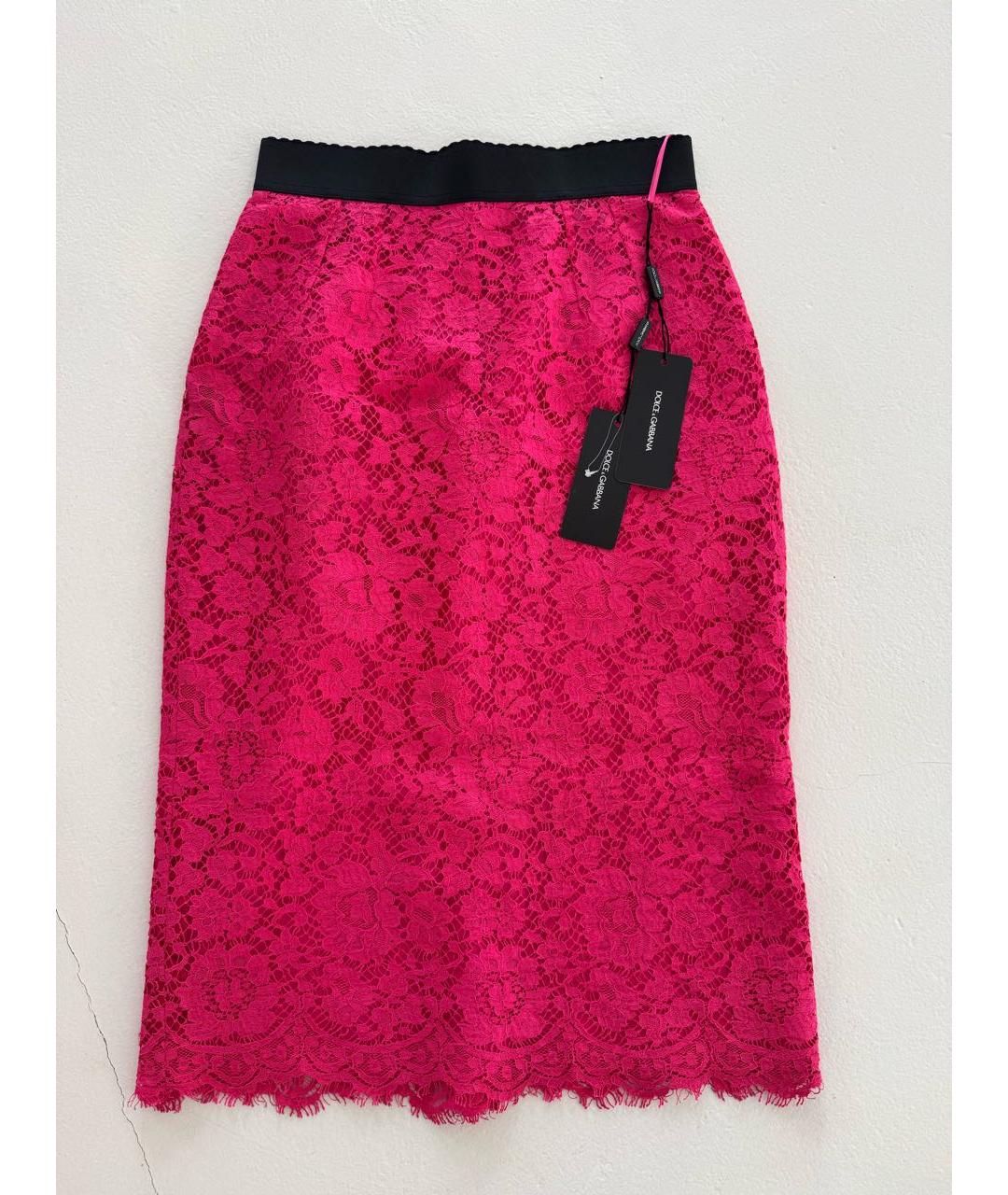 DOLCE&GABBANA Розовая хлопковая юбка миди, фото 3