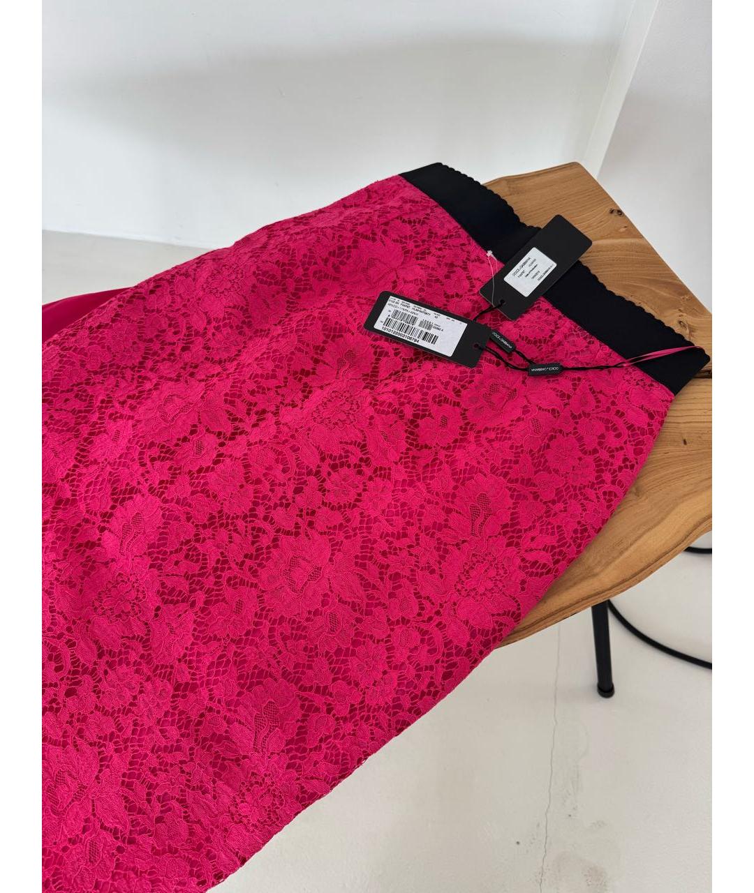 DOLCE&GABBANA Розовая хлопковая юбка миди, фото 8