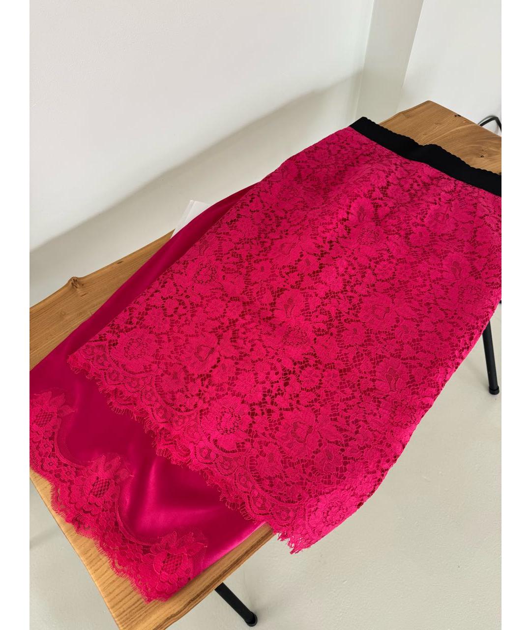 DOLCE&GABBANA Розовая хлопковая юбка миди, фото 7