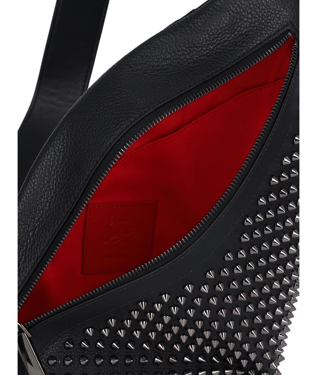 CHRISTIAN LOUBOUTIN Черная кожаная поясная сумка, фото 4