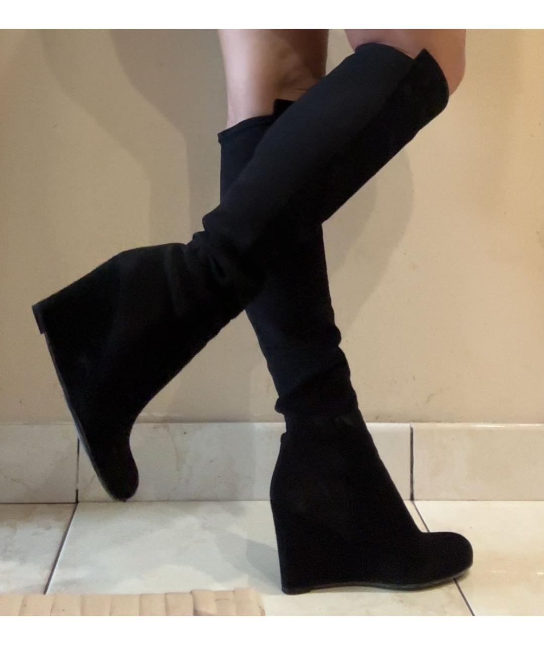 STUART WEITZMAN Черные замшевые сапоги, фото 7