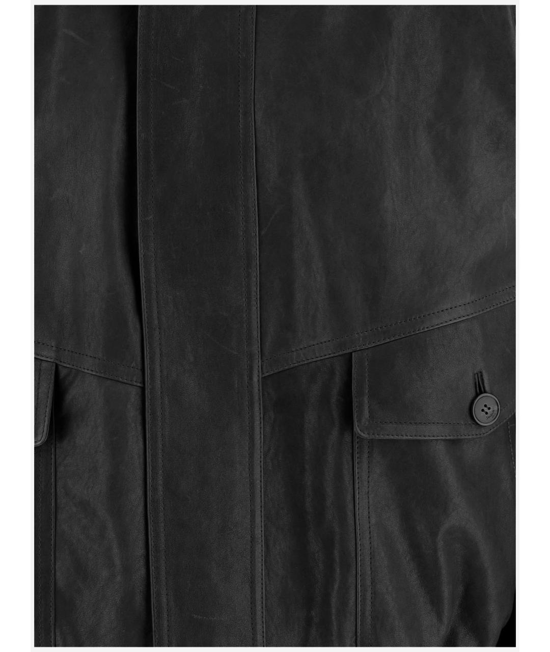 SAINT LAURENT Черное кожаное пальто, фото 3