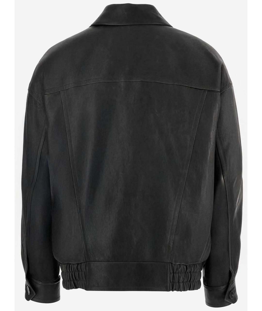 SAINT LAURENT Черное кожаное пальто, фото 2