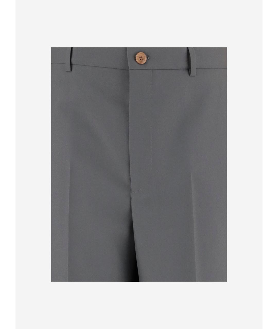 GUCCI Серые полиэстеровые прямые брюки, фото 3