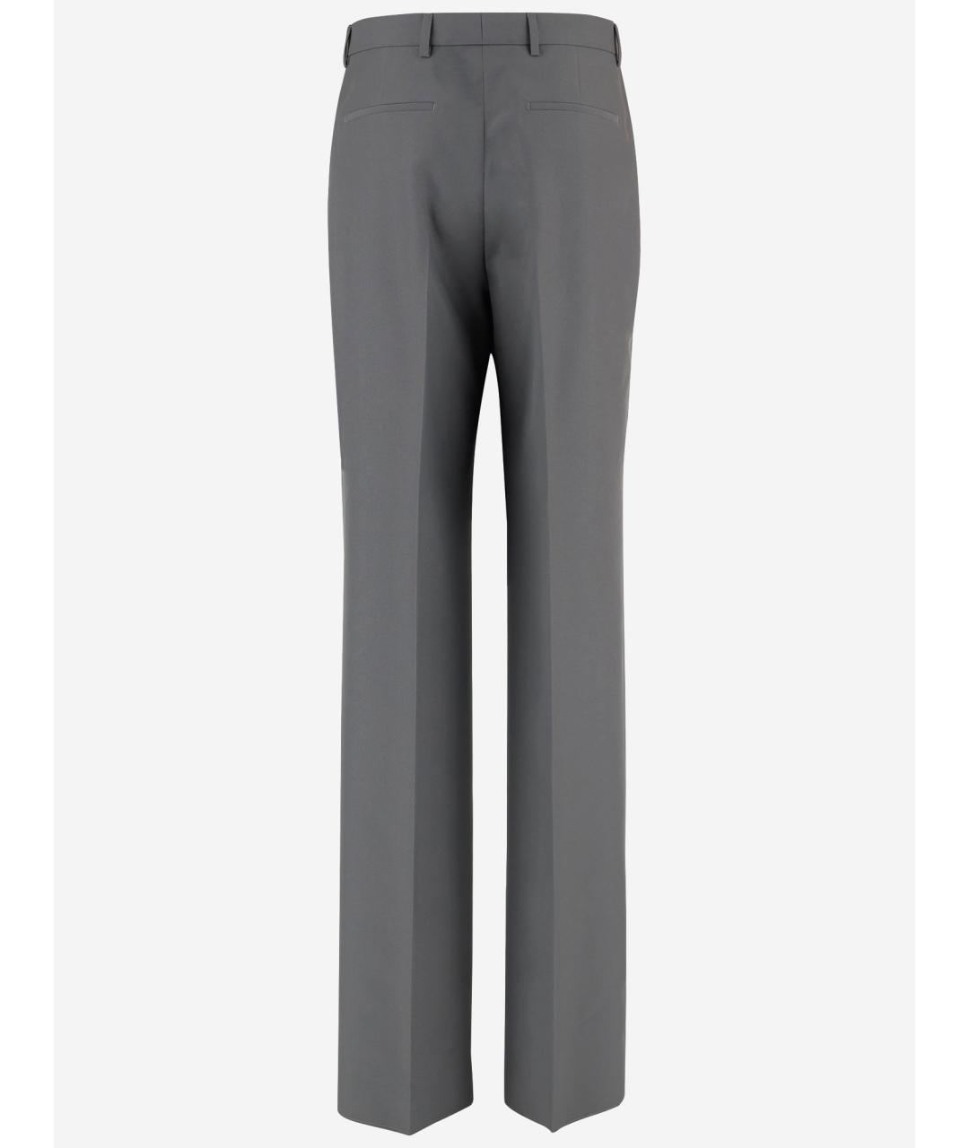 GUCCI Серые полиэстеровые прямые брюки, фото 2