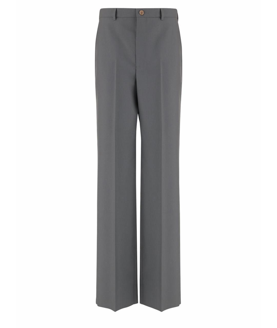 GUCCI Серые полиэстеровые прямые брюки, фото 1