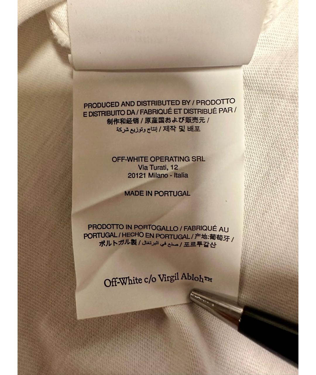 OFF-WHITE Белая хлопковая футболка, фото 5