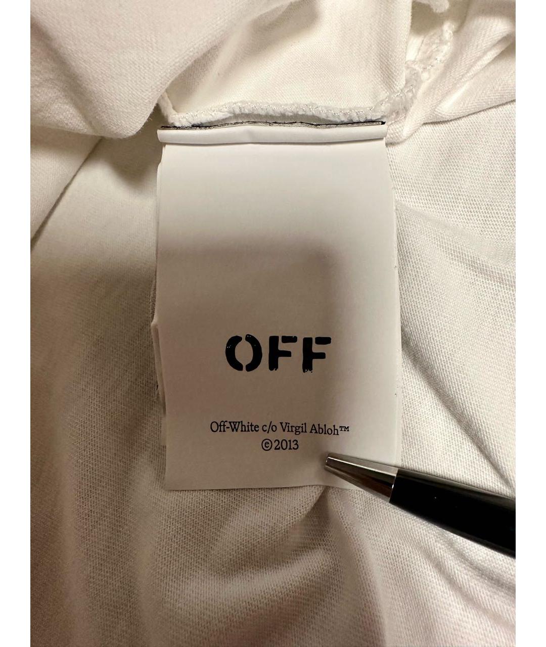 OFF-WHITE Белая хлопковая футболка, фото 3
