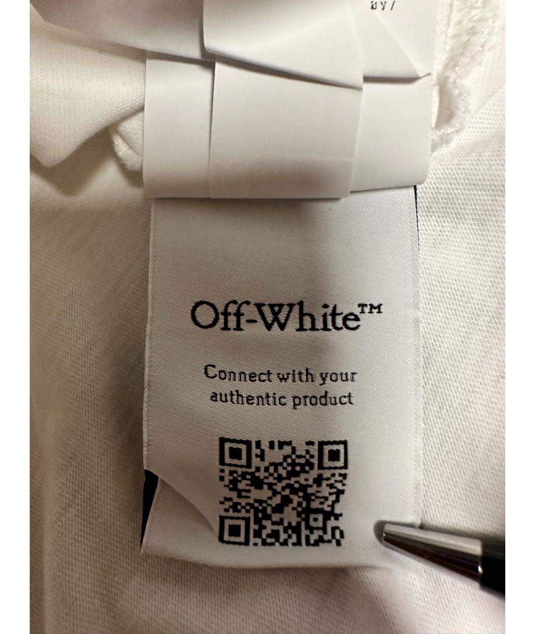 OFF-WHITE Белая хлопковая футболка, фото 6