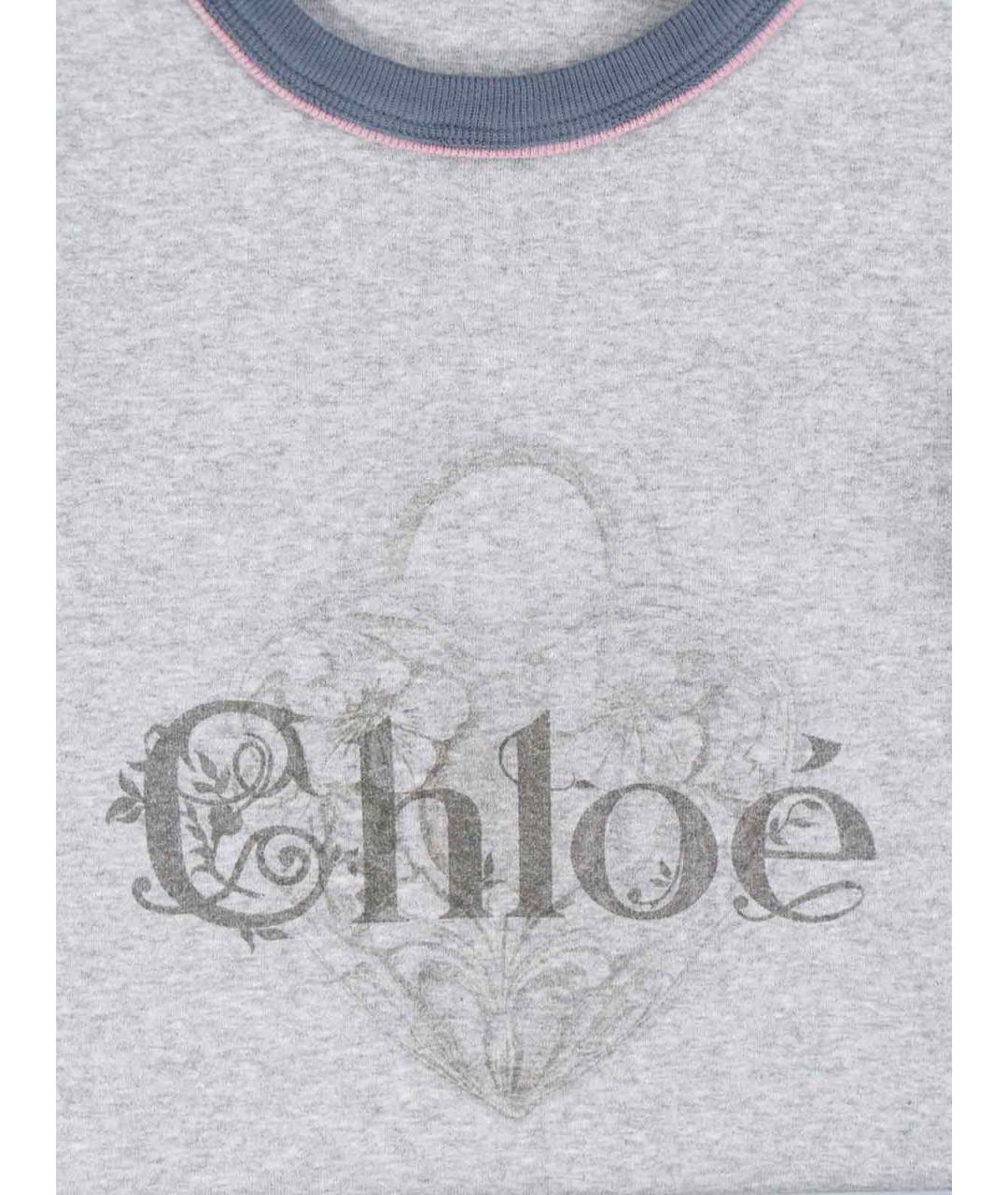 CHLOE Серая хлопковая футболка, фото 3