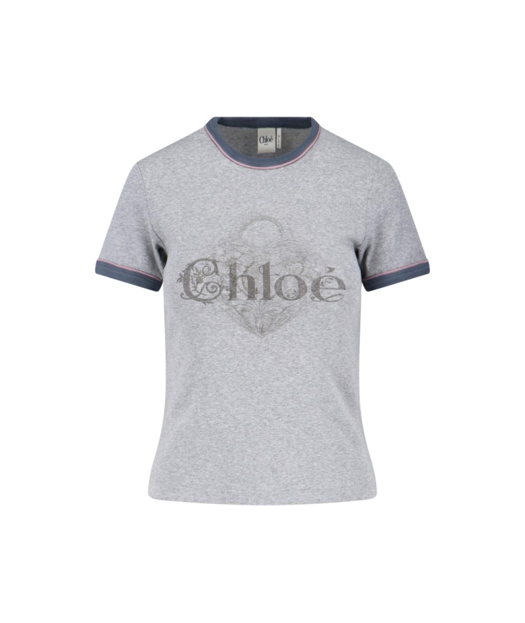 CHLOE Серая хлопковая футболка, фото 1