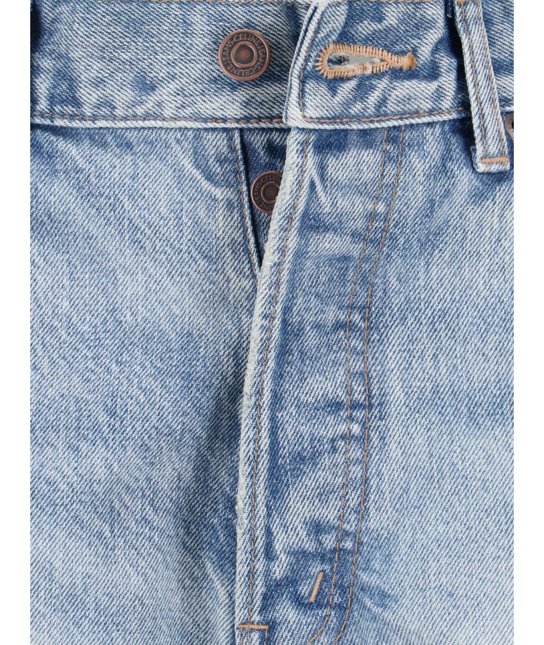 CELINE Голубые хлопковые прямые джинсы, фото 5