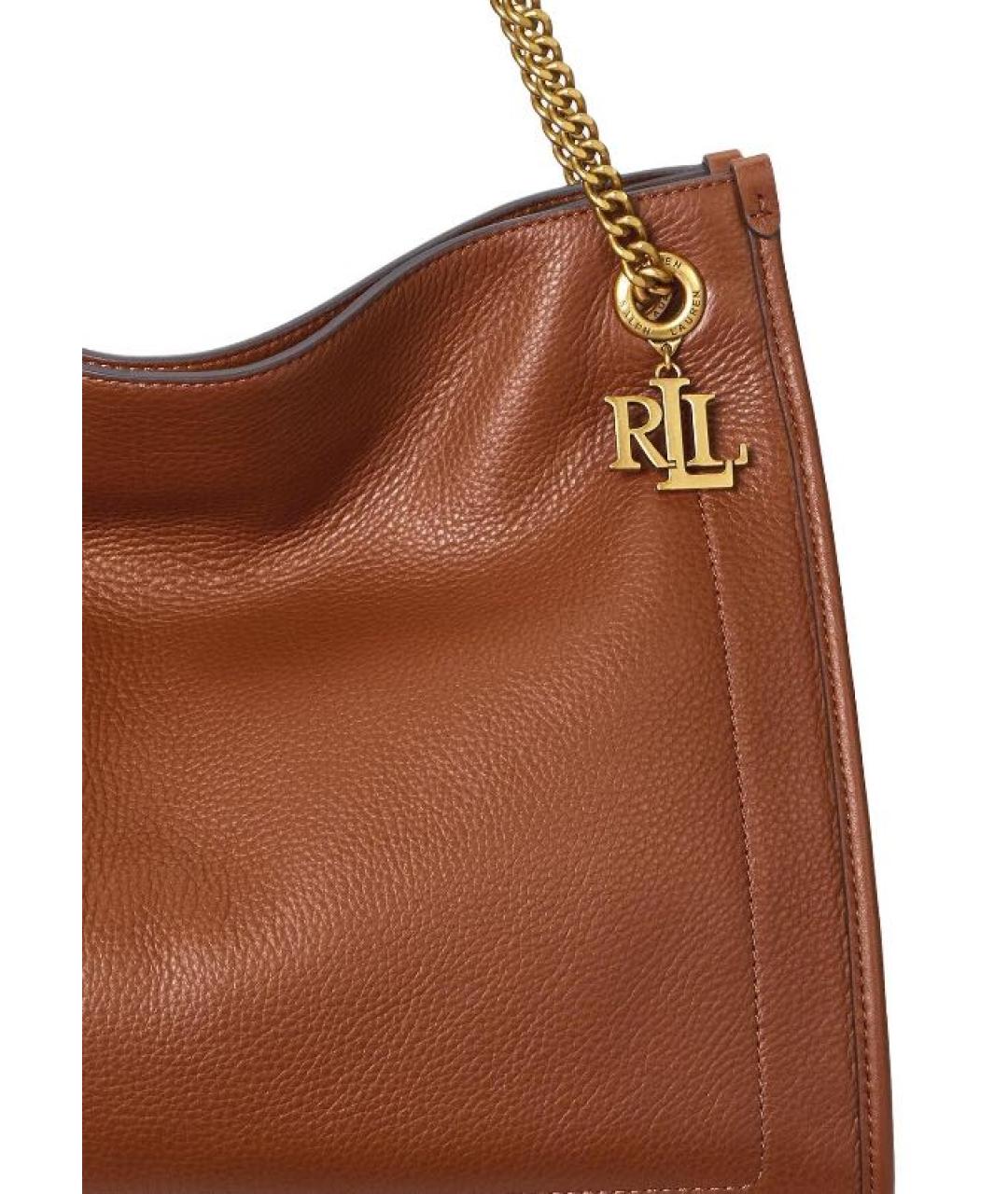 RALPH LAUREN Коричневая кожаная сумка тоут, фото 5