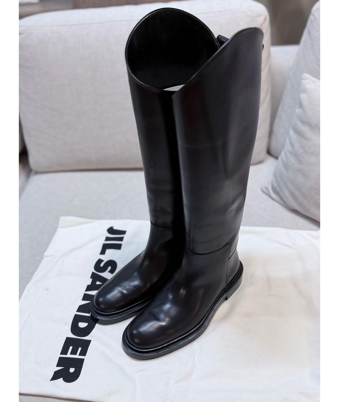 JIL SANDER Черные кожаные сапоги, фото 7