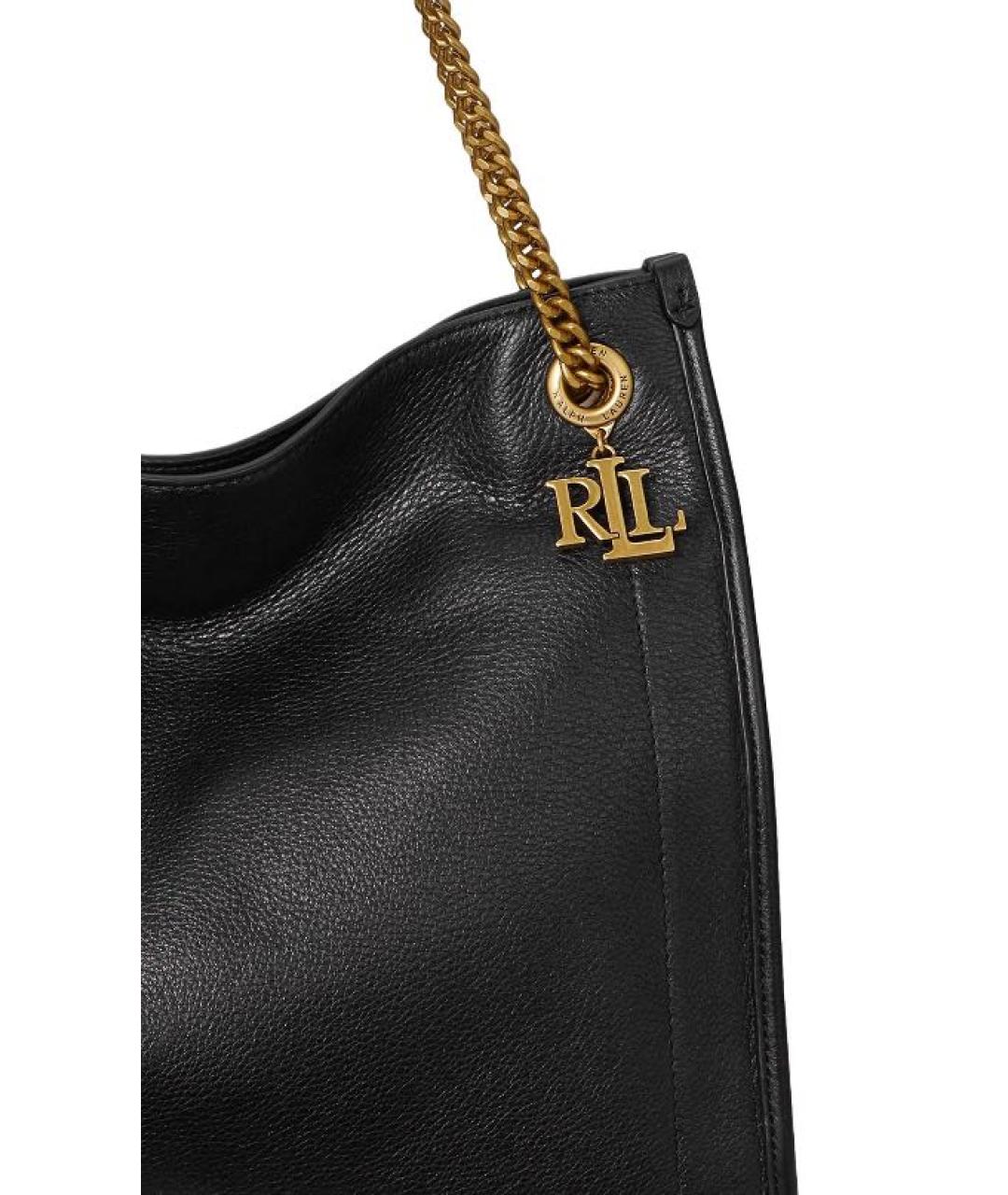 RALPH LAUREN Черная кожаная сумка тоут, фото 5