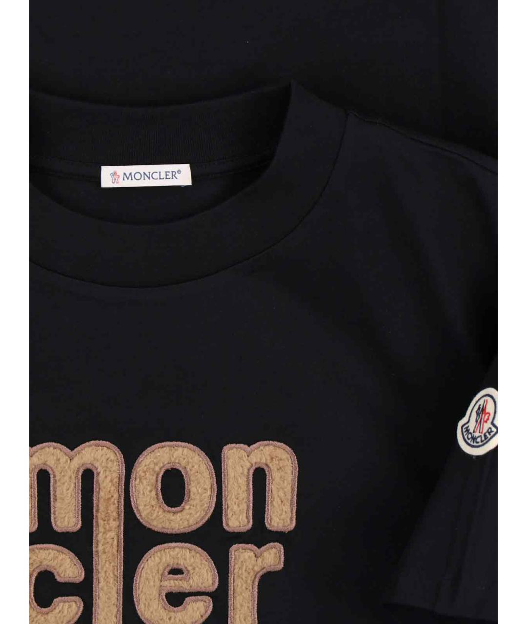 MONCLER Черная хлопковая футболка, фото 3