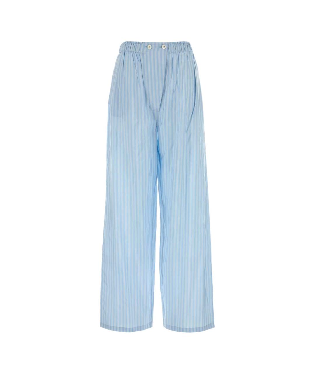 PRADA Голубые шелковые прямые брюки, фото 1