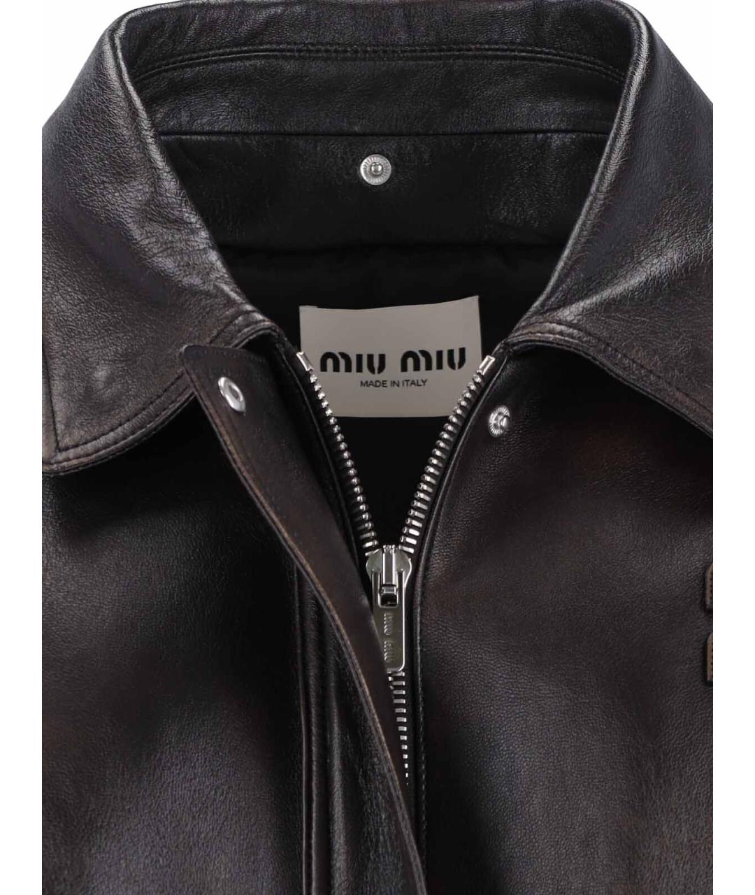 MIU MIU Коричневая кожаная куртка, фото 3
